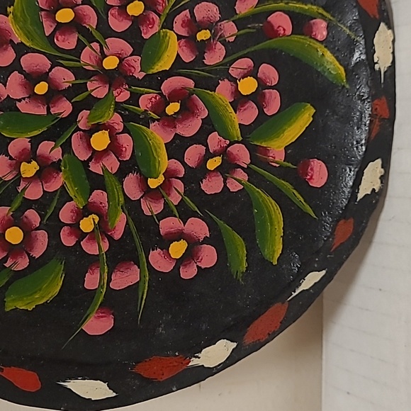 Vintage Mexican Hand Painted Floral Wooden Plate - Picture 6 of 16